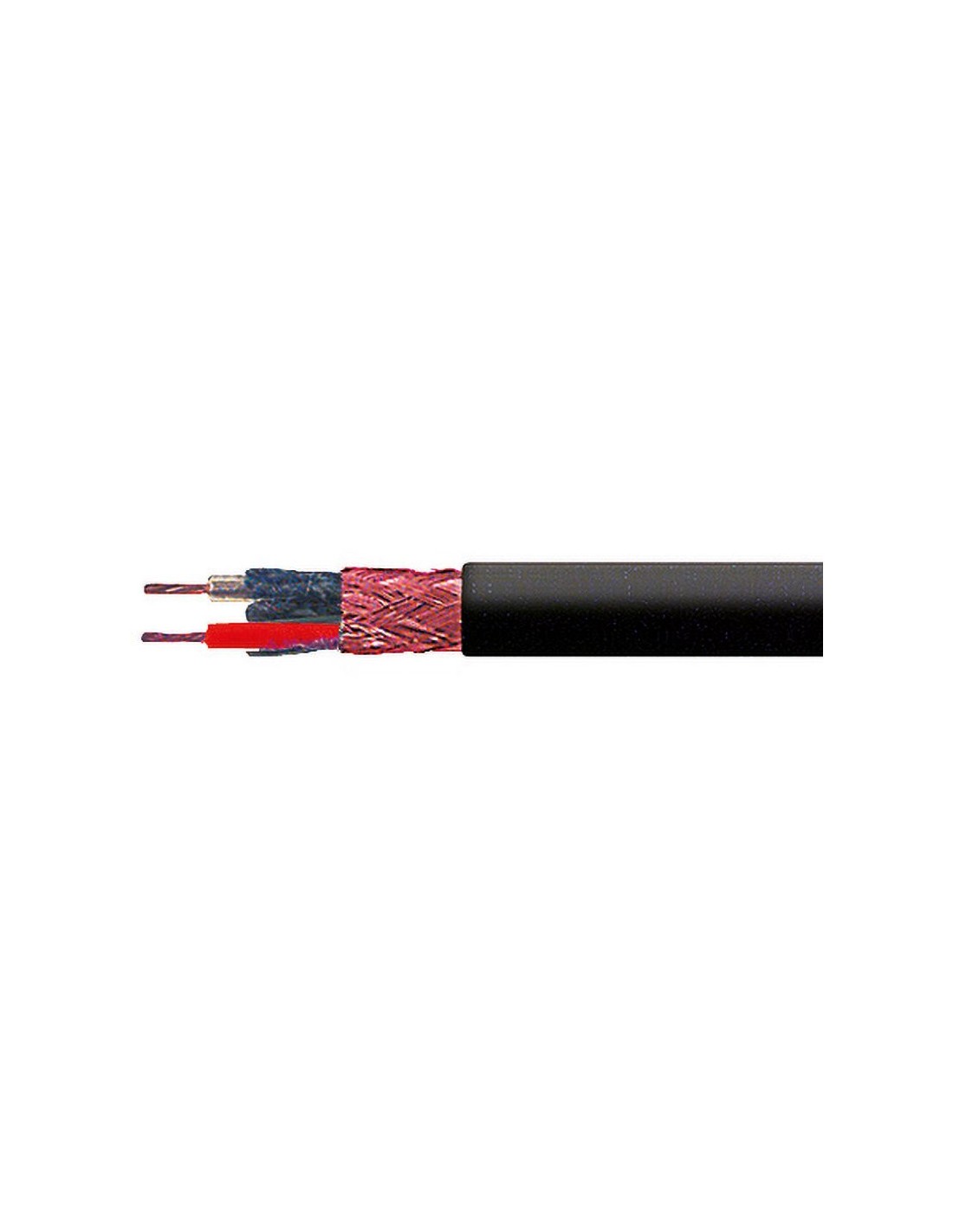 Conjugeren sessie vrijgesteld Afgeschermde kabel 2x0,35 mm2, diameter 6 mm, rode koperen geleider, PVC  mantel, kleur zwart, flexibel