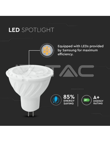 V-TAC VT-2225 Pack de 6 focos LED GU10 4,5W 100° Tapa satinada