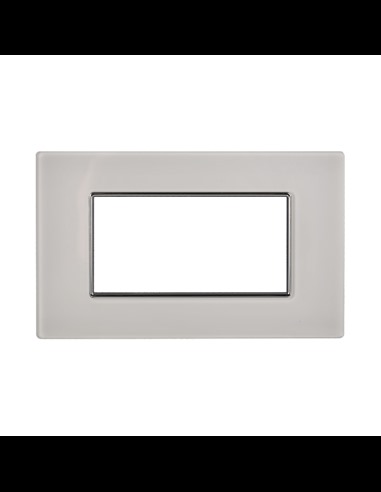 Moon series plate, 4 modules, glass, white, compatible with BTicino Axolute series - Ettroit AN84401