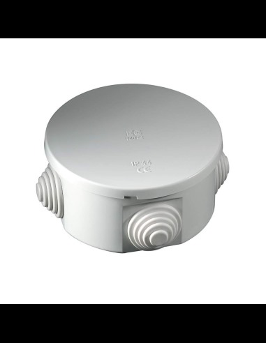 Junction box with concentric grommet, ⌀80x40mm, IP44, press-on cover, grey, 400 series - Elettrocanali EC400C2