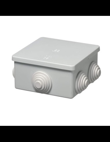 Junction box with concentric cable glands, 80x80x40mm, IP44, press-on cover, grey, 400 series - Elettrocanali EC400C3