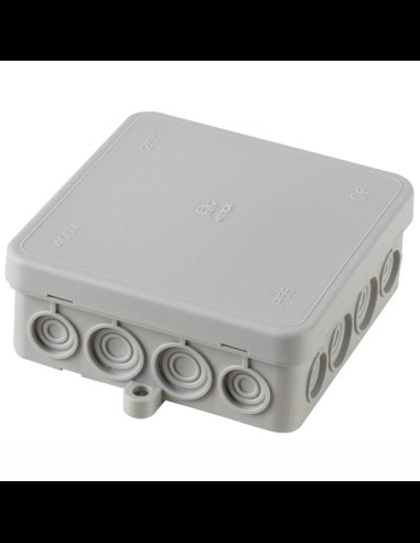 Junction box with breakout cable glands, 90x90x34mm, IP55, halogen-free, grey, series 411 - Elettrocanali EC411C4