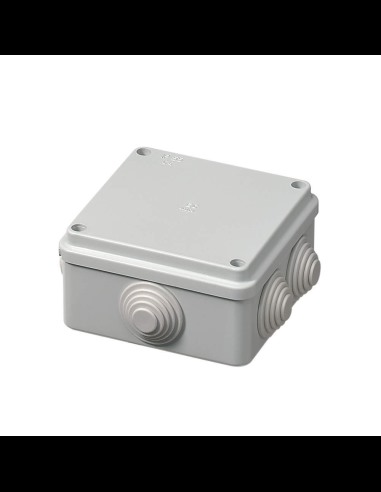 Junction box with concentric cable glands, 100x100x50mm, IP55, screw cover, grey, 400 series - Elettrocanali EC400C4