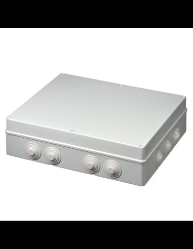 Junction box with concentric cable glands, 460x380x120mm, IP55, screw fastening, grey, 400 series - Elettrocanali EC400C10