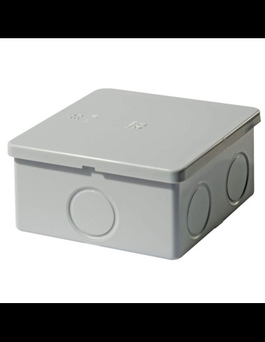 Junction box with smooth walls, 80x80x40mm, IP44, pre-drilled holes, press-on cover, grey, series 410 - Elettrocanali EC410C3