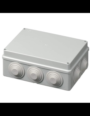 Junction box with concentric cable glands, 190x140x70mm, IP55, screw cover, grey, 400 series - Elettrocanali EC400C6