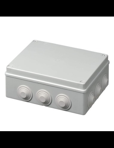 Junction box with concentric cable glands, 240x190x90mm, IP55, screw cover, grey, 400 series - Elettrocanali EC400C7