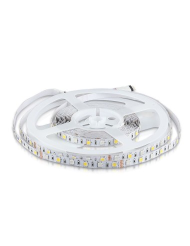 Tira de leds 12V, RGB y blanco natural 4000K, SMD5050, 8W/m, 60 leds/m, IP20, ancho 10mm - V-TAC VT-5050