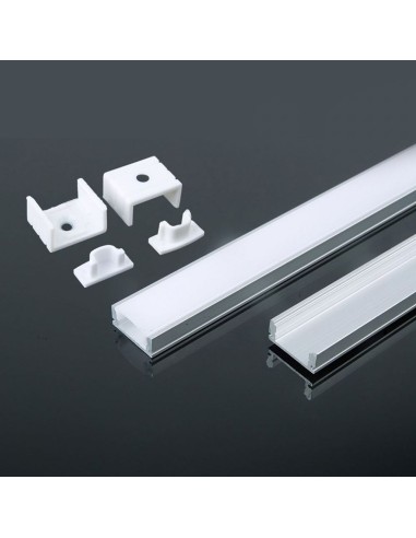 Aluminium profile for LED strips, white, 2000x17.4x7mm, linear, satin cover - V-TAC 3365 VT-8113-W