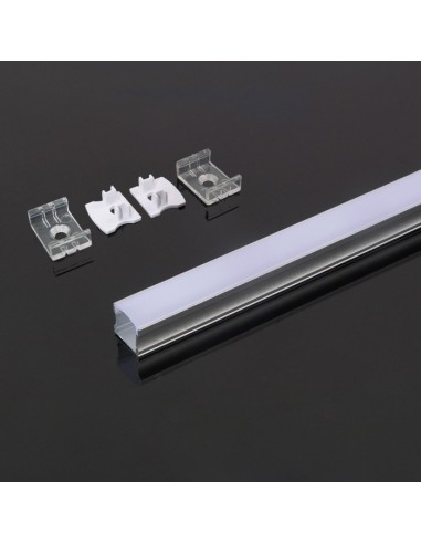 Profilo in alluminio per strisce led, grigio, 2000x17,2x14,4mm, lineare, copertura satinata - V-TAC 3354 VT-8110