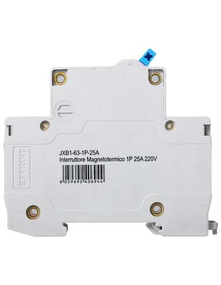 Thermal-magnetic circuit breaker 1P, 1 module, 240Vac, 25A, curve C, 6KA - Ettroit  JX112560