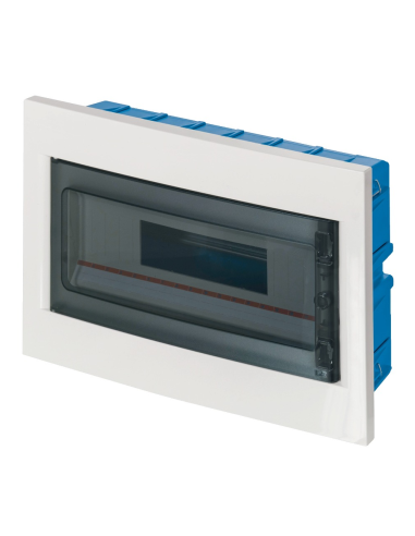 Inbouw schakelbord, voor gipsplaten, 18 modules, wit, IP40, gerookte polycarbonaat deur - Elettrocanali EC63518B